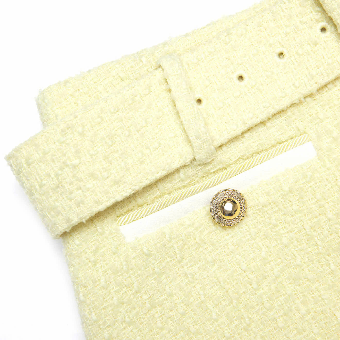 VÁY NGẮN VẢI BOUCLE MÀU VÀNG