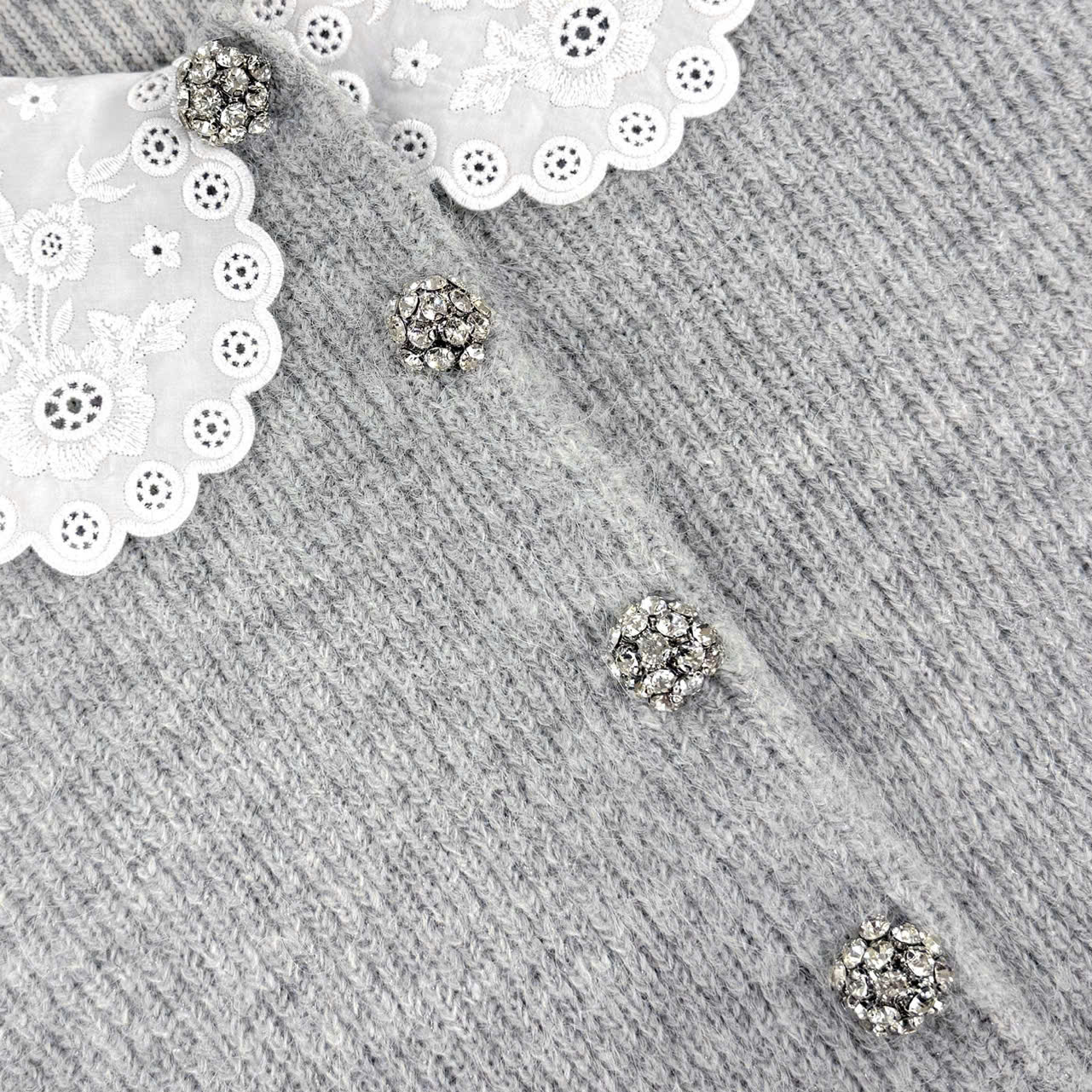 ÁO KHOÁC CARDIGAN CỔ REN MÀU XÁM