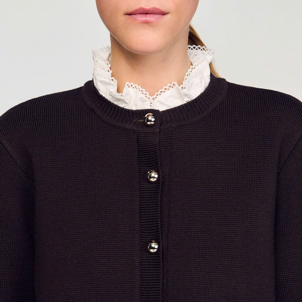 ÁO CARDIGAN CÓ CỔ BÈO NHÚN CÓ THỂ THÁO RỜI