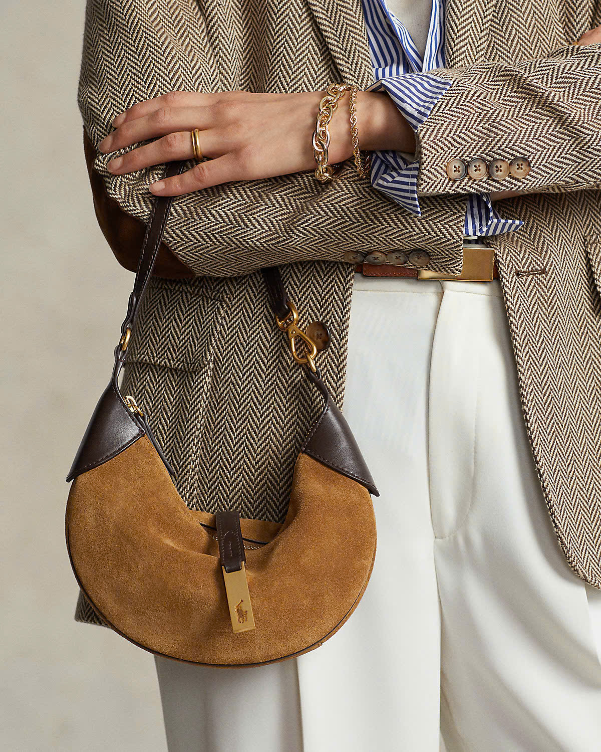Túi Polo mini ID suedu shoulder bag Sz24x15