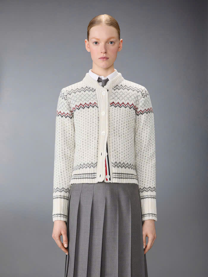 ÁO CARDIGAN NGẮN TAY HỌA TIẾT FAIRISLE JACQUARD DONEGAL