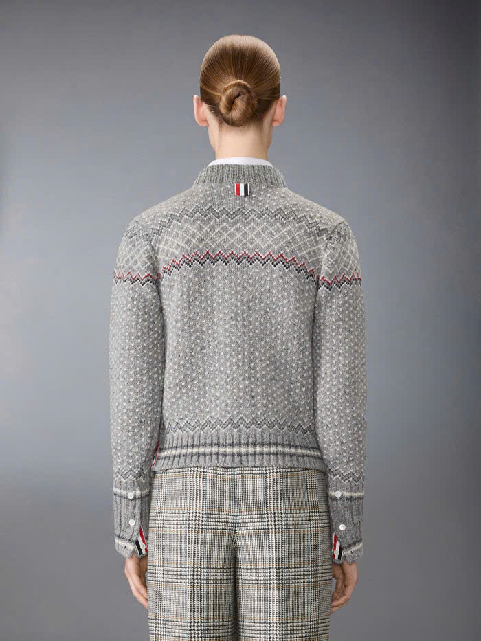 ÁO CARDIGAN NGẮN TAY HỌA TIẾT FAIRISLE JACQUARD DONEGAL