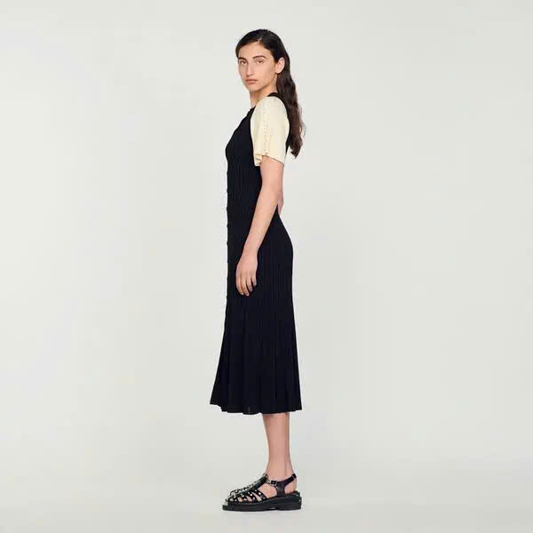 Váy maxi dệt kim tay hến