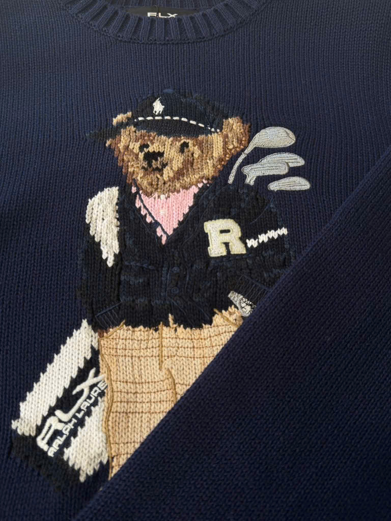Áo len Polo Bear gấu mặc bomber navy