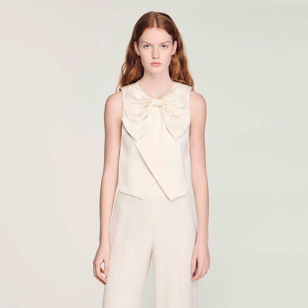 ÁO CROPTOP BẰNG SATIN THẮT NƠ