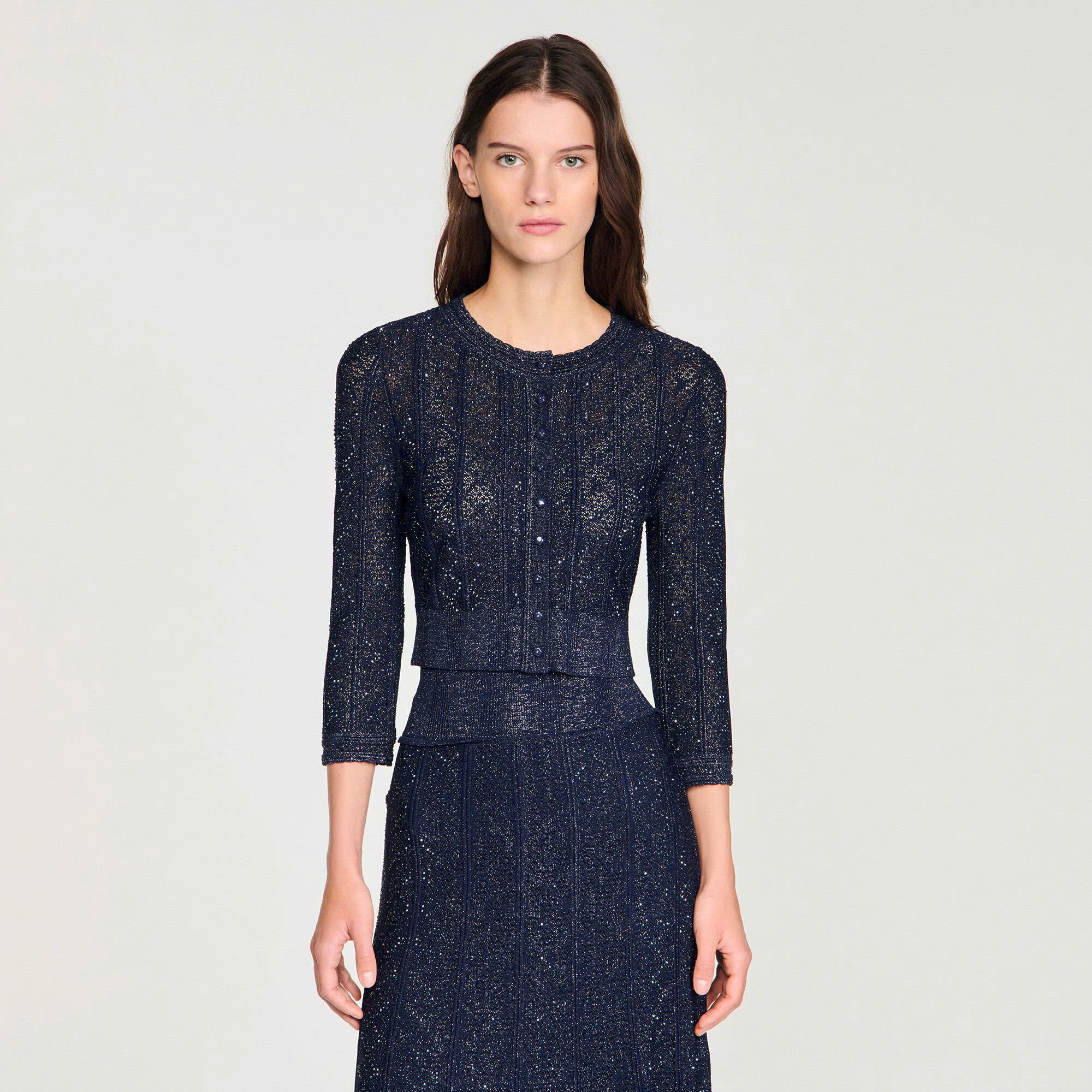 ÁO KHOÁC CARDIGAN NGẮN DỆT KIM ĐÍNH ĐÁ