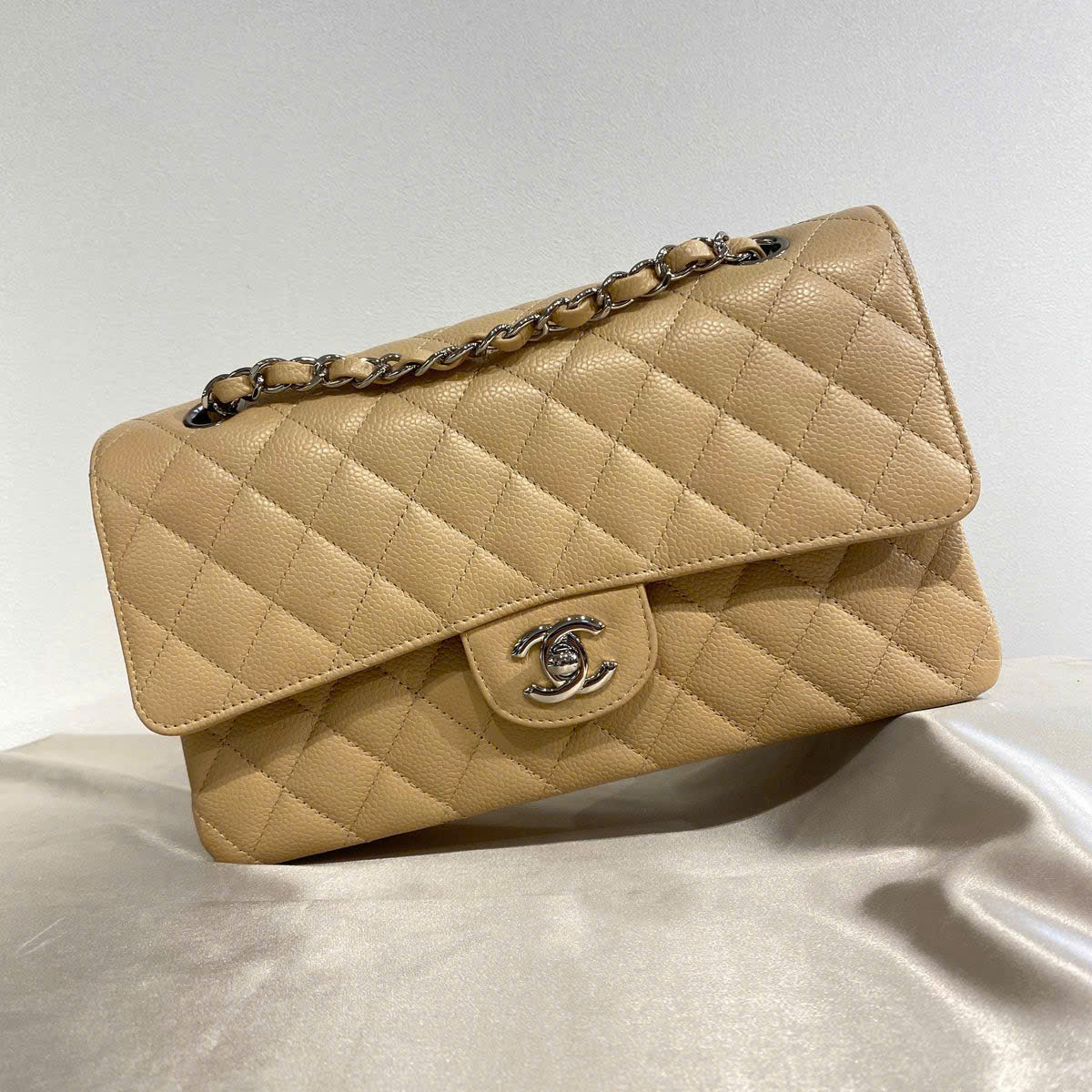 Chanel Classic Medium Flap Beige Caviar