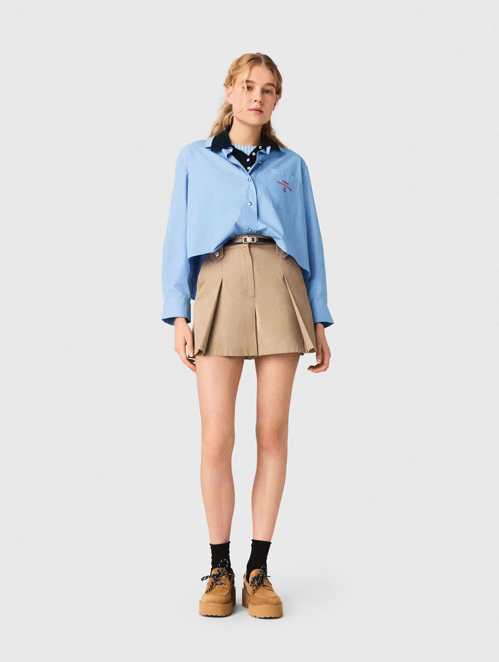 Quần short cotton xếp ly