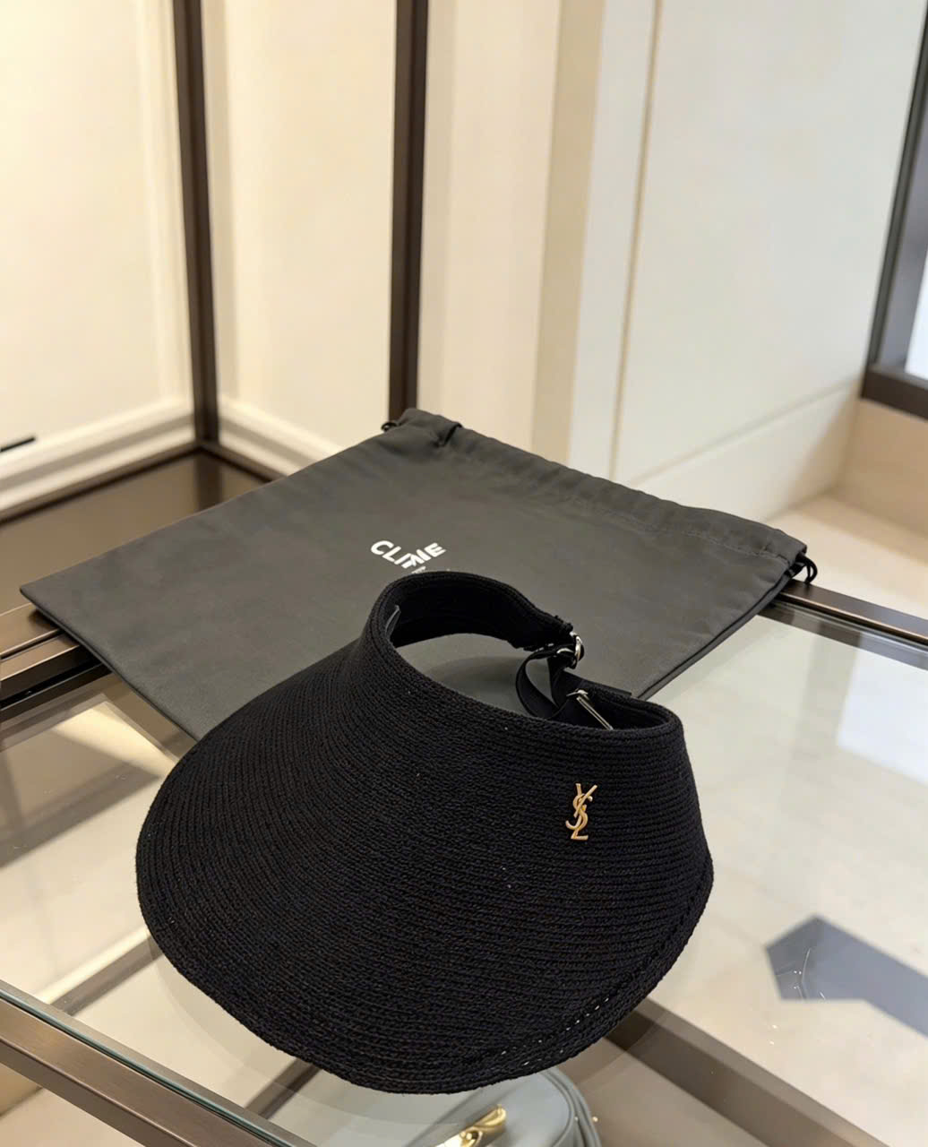 Mũ cói nửa đầu YSL 3 màu
