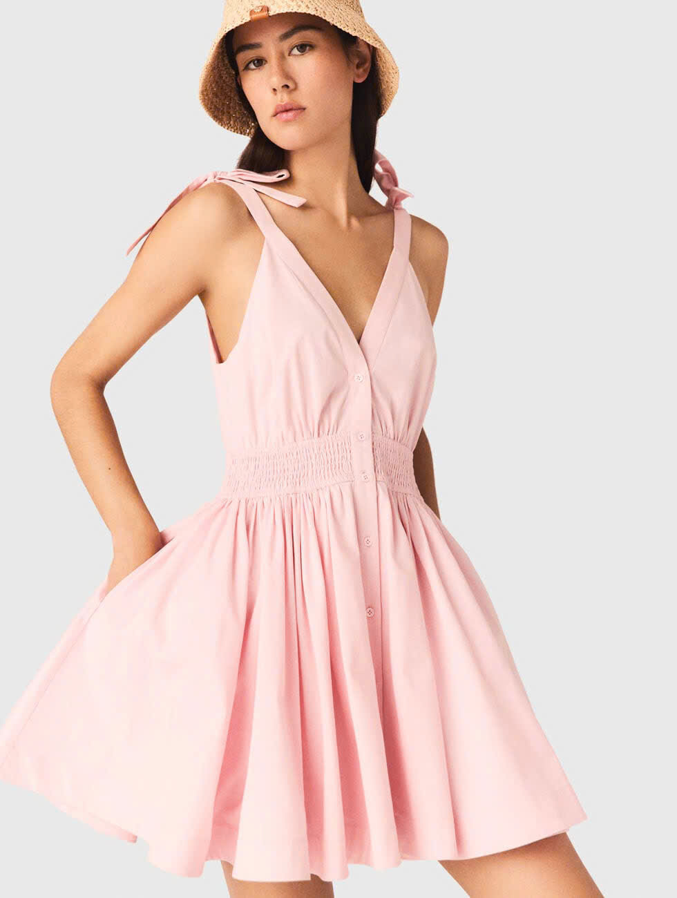 Váy ngắn xòe bằng vải cotton