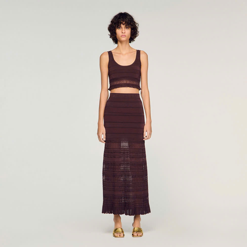 ÁO CROPTOP DỆT KIM POINTELLE/CHÂN VÁY MAXI DỆT KIM POINTELLE