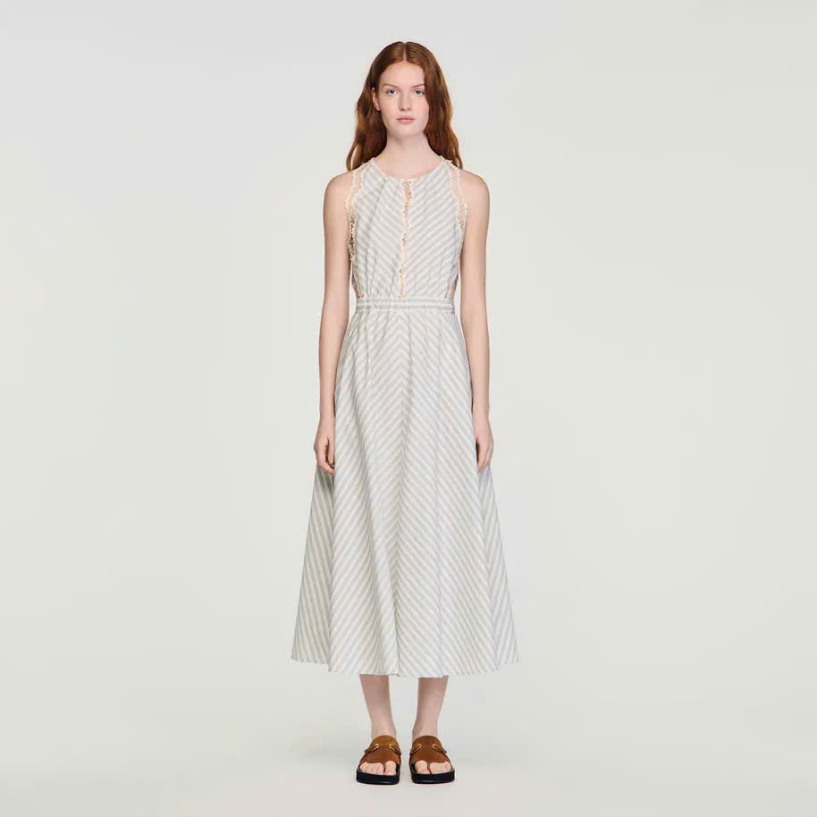 Đầm maxi cotton kẻ sọc
