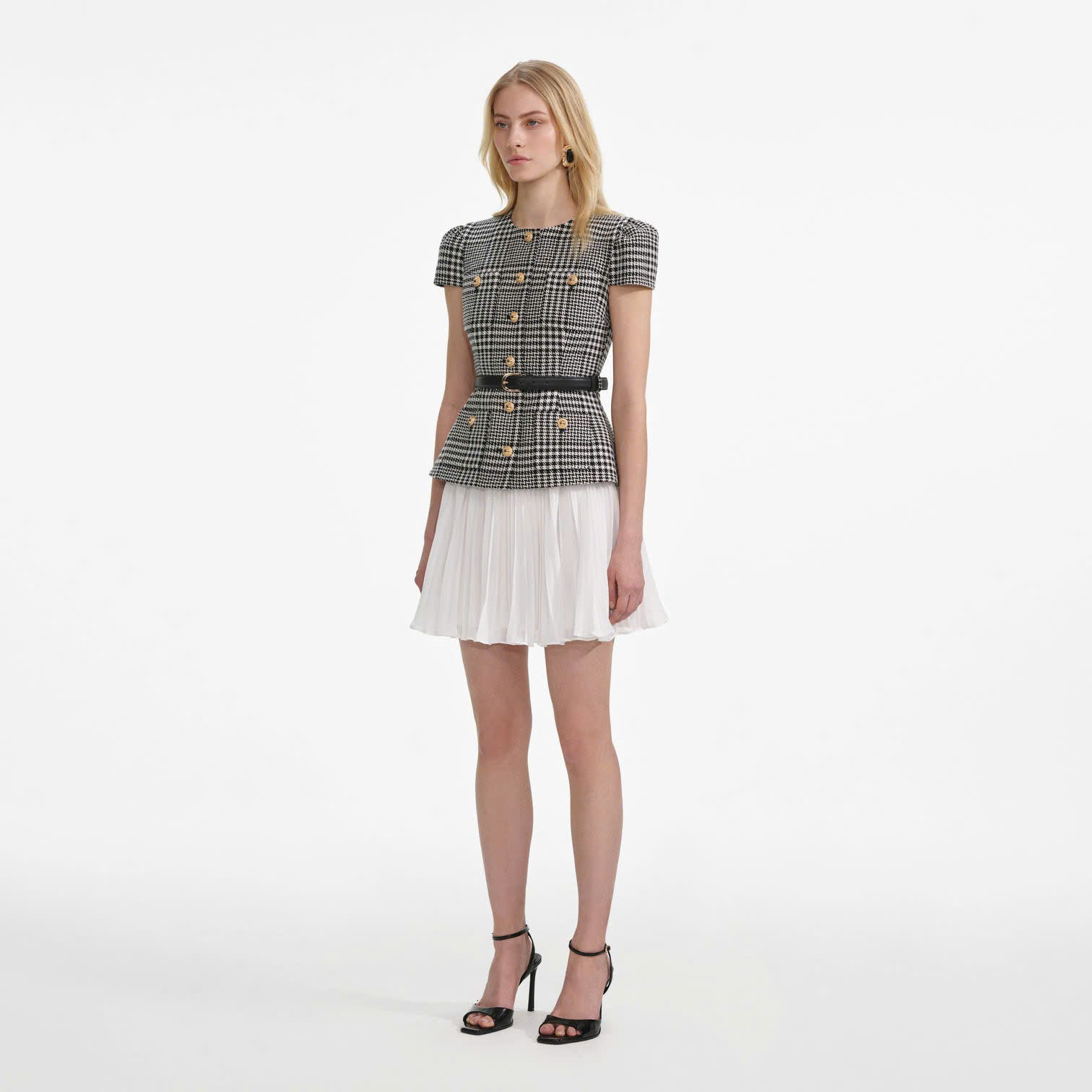 Đầm ngắn họa tiết Houndstooth