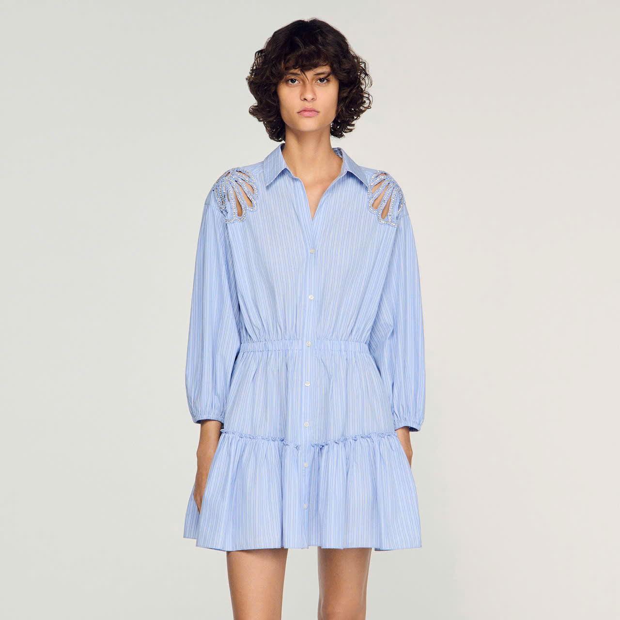 VÁY NGẮN KẺ SỌC BẰNG VẢI COTTON