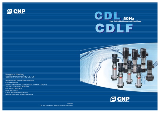 Thông số kỹ thuật Bơm CNP Model CDL/CDLF