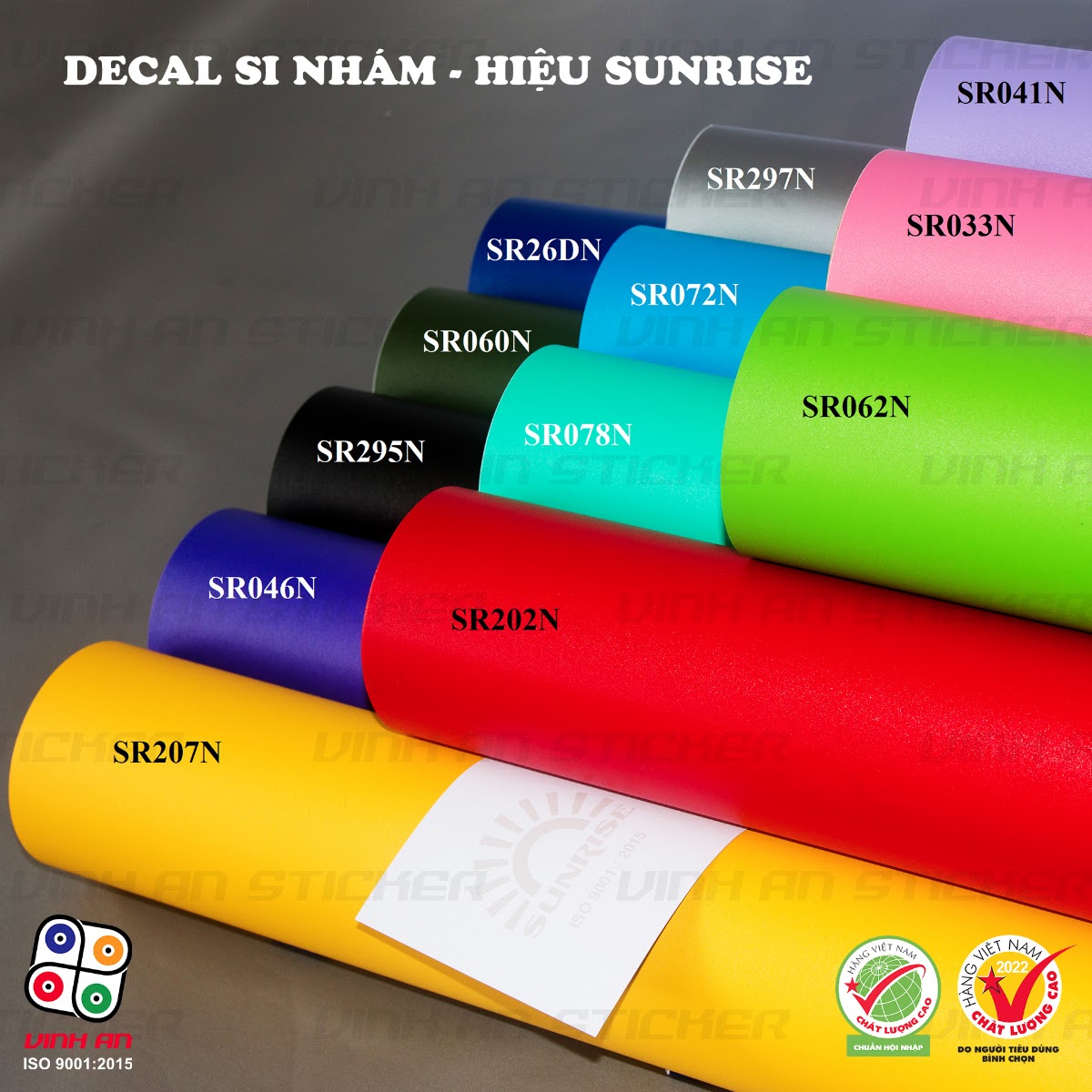 Bảng mã màu decal si nhám Sunrise Bảng mã màu decal si nhám Sunrise