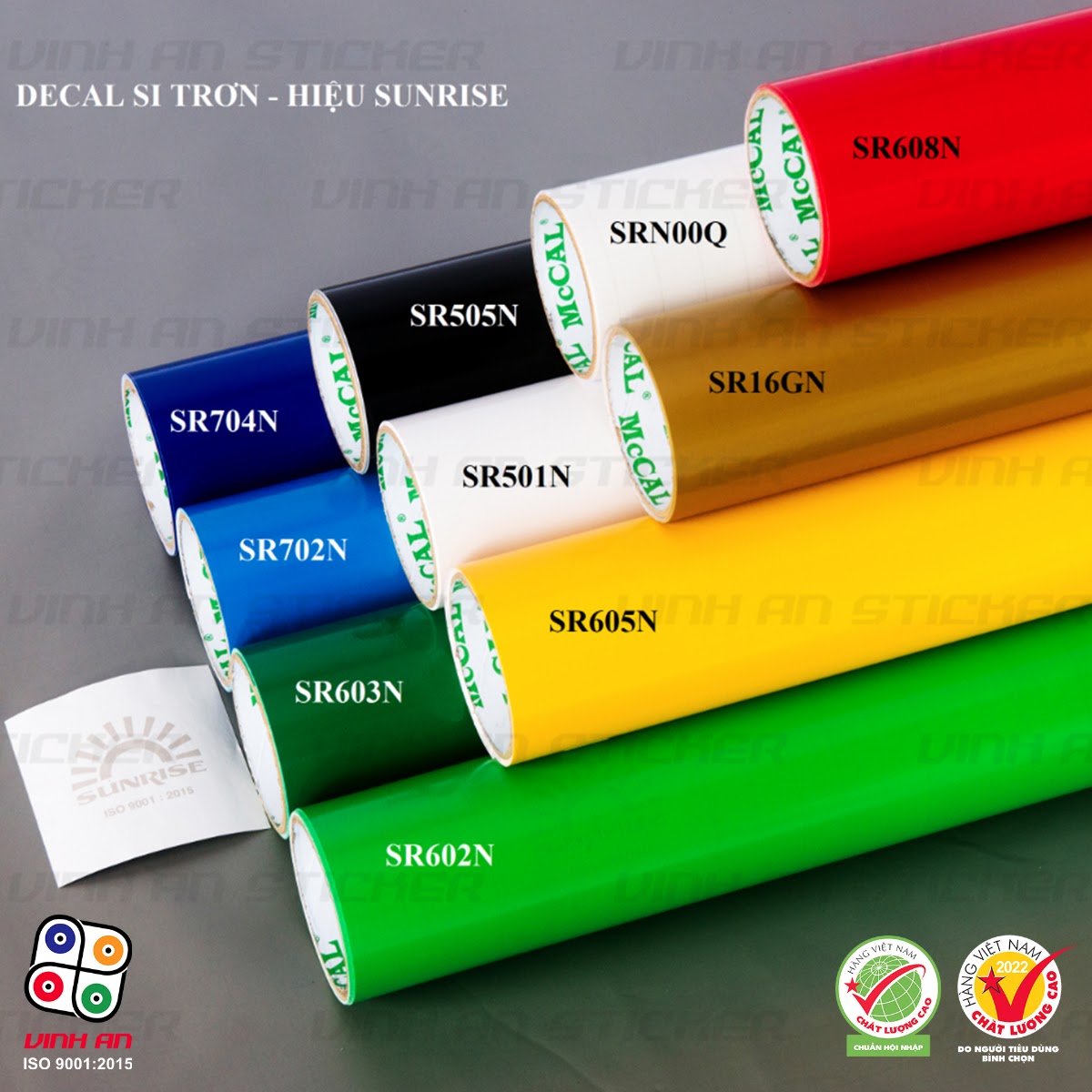 Bảng mã màu decal si trơn Sunrise Bảng mã màu decal si trơn Sunrise
