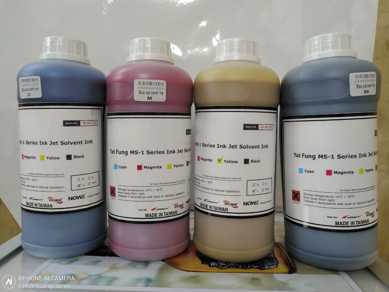Mực in Eco Solvent DX5 đủ 4 màu CMYK tại Tín Phát