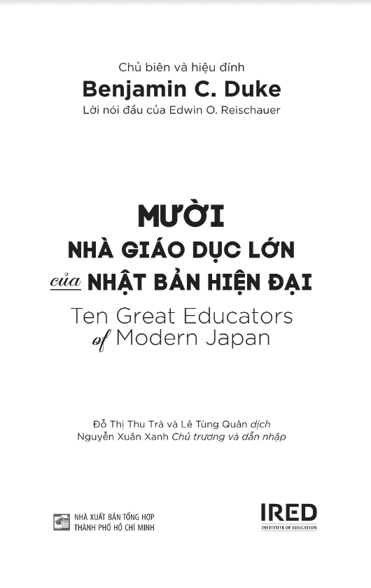 Sách MƯỜI NHÀ GIÁO DỤC LỚN CỦA NHẬT BẢN HIỆN ĐẠI của Benjamin C.Duke