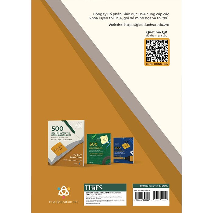 Sách 500 Câu Hỏi Luyện Thi Đánh Giá Năng Lực - Theo Cấu Trúc Đề Của Đại Học Quốc Gia Hà Nội - Tư Duy Định Tính (Văn Học-Ngôn Ngữ) Nhiều Tác Giả