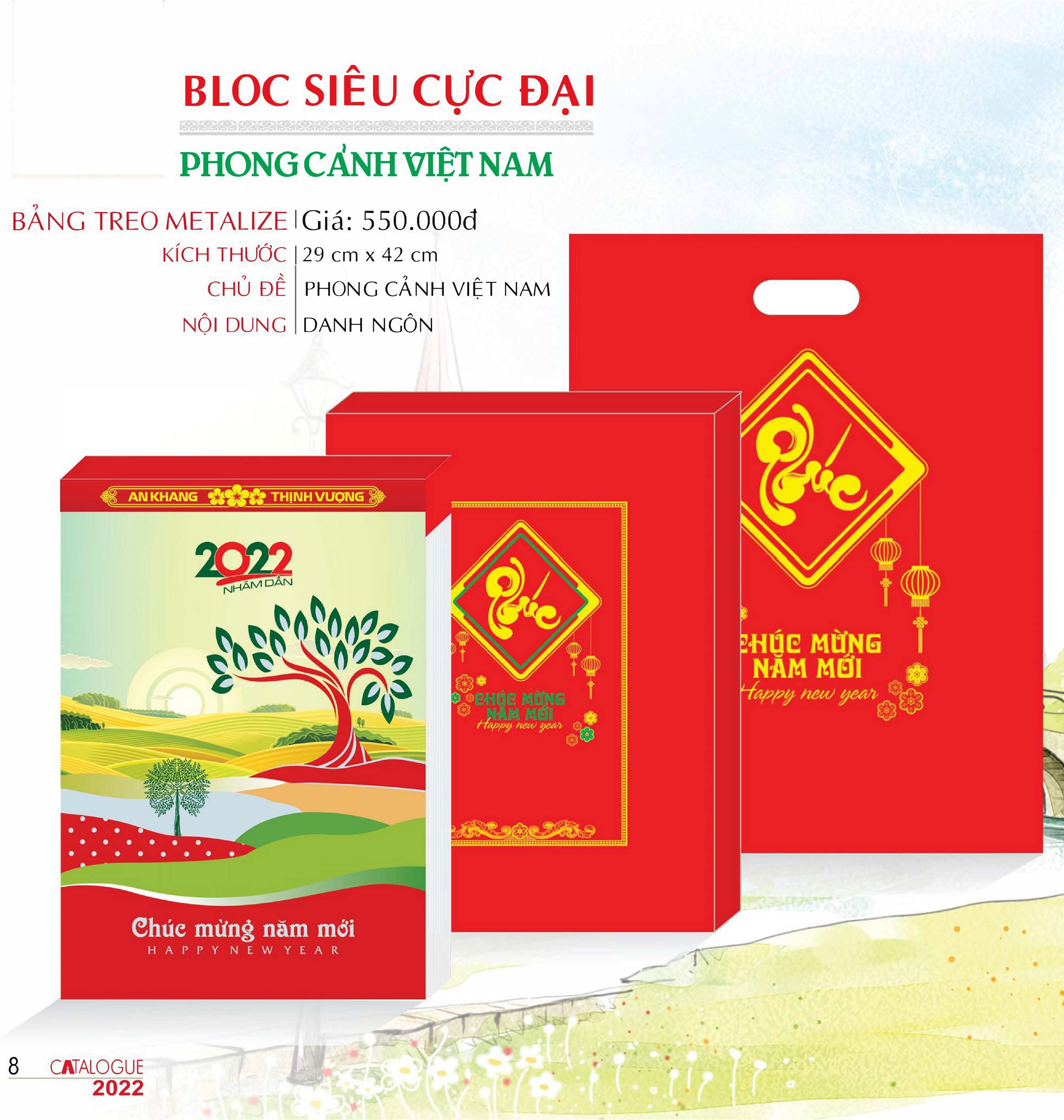 Lịch Bloc Tường: Phong Cảnh Việt Nam (Bảng treo Metalize)