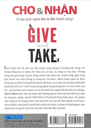 GIVE And TAKE - Cho Và Nhận - Adam Grant