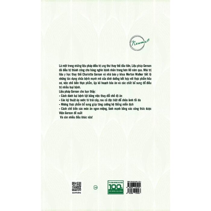 Liệu Pháp Gerson - Chương Trình Dinh Dưỡng Dành Cho Bệnh Nhân Ung Thư Và Các Căn Bệnh Khác (Charlotte Gerson, Morton Walker)