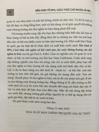 Nền kinh tế 99%: Cách thức Chủ nghĩa xã hội vượt qua các cuộc khủng hoảng của Chủ nghĩa tư bản