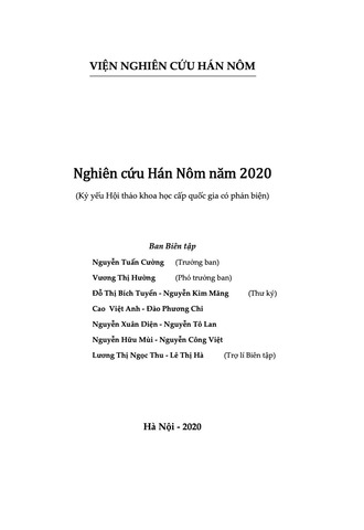 Nghiên Cứu Hán Nôm Năm 2020