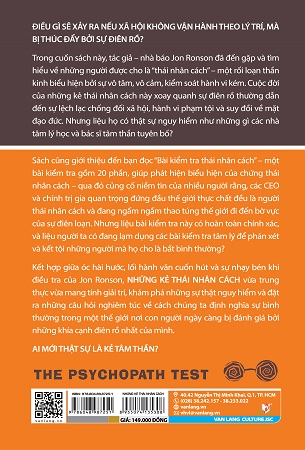 Sách Tâm Lý Học Biến Thái - Những Kẻ Thái Nhân Cách - Jon Ronson