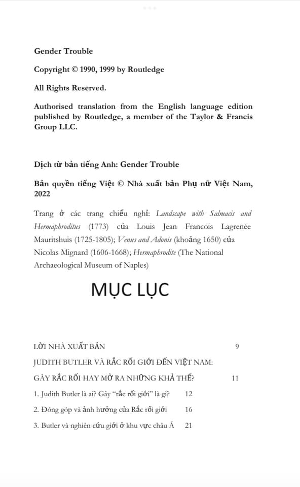 Rắc Rối Giới - Gender Trouble (Judith Butler)