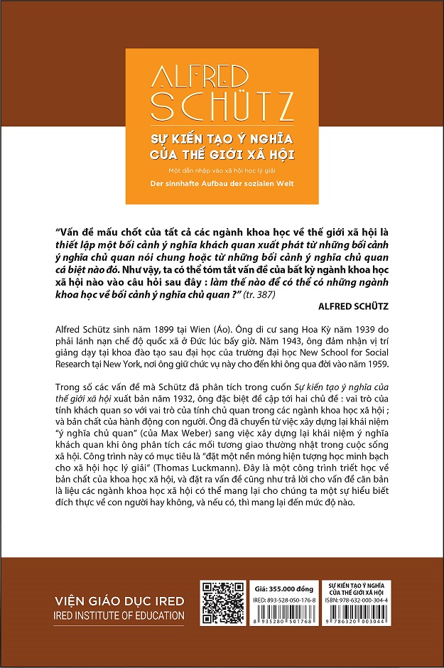 Sự kiến tạo ý nghĩa của thế giới xã hội - Der sinnhafte Aufbau dersozialen Welt (Alfred Schütz)