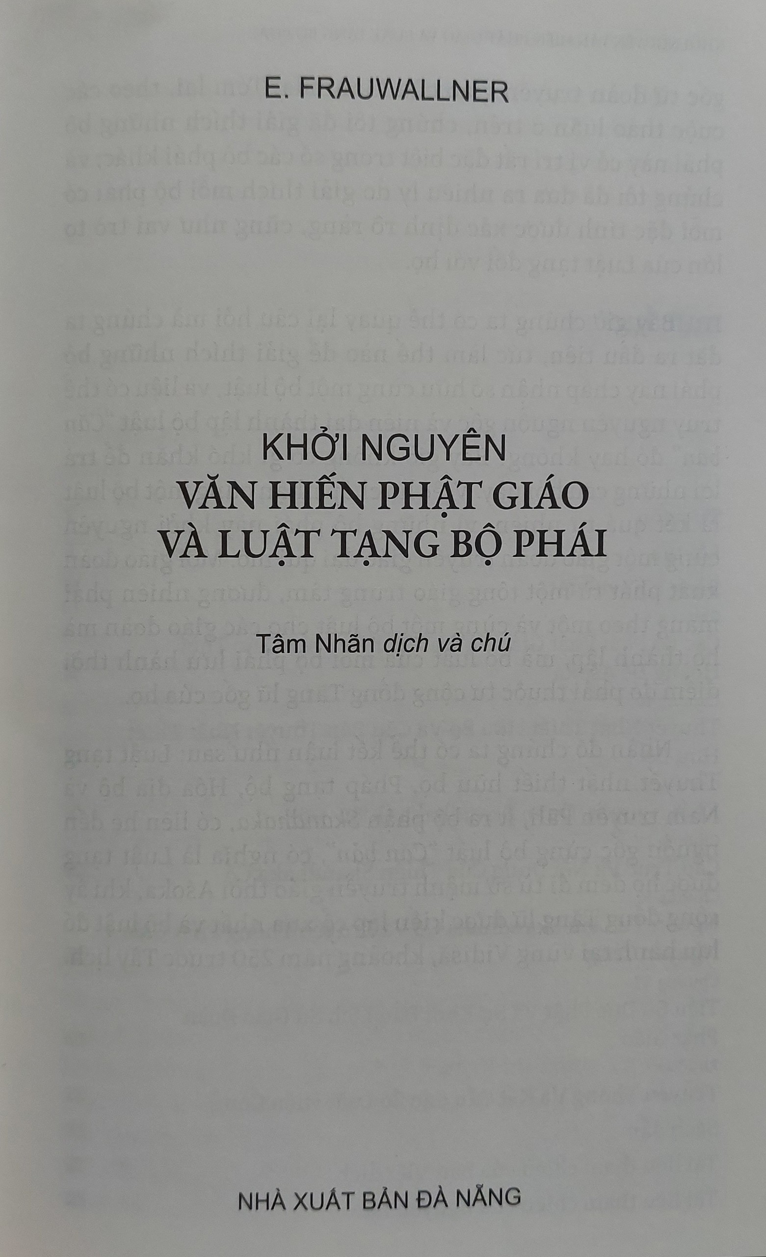 KHỞI NGUYÊN VĂN HIẾN PHẬT GIÁO VÀ LUẬT TẠNG BỘ PHÁI