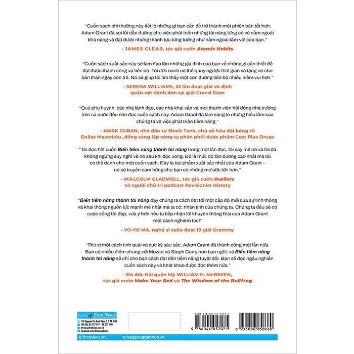 Sách Biến Tiềm Năng Thành Tài Năng - Adam Grant