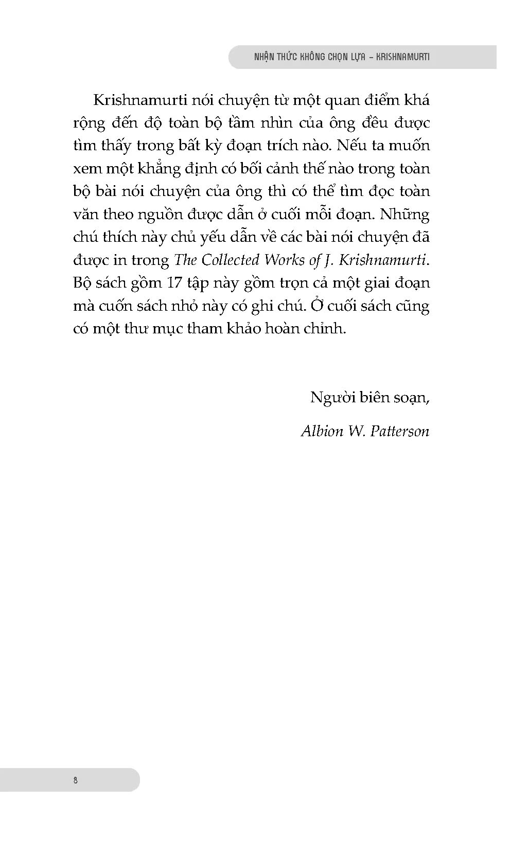 Sách Nhận Thức Không Chọn Lựa (J. Krishnamurti)