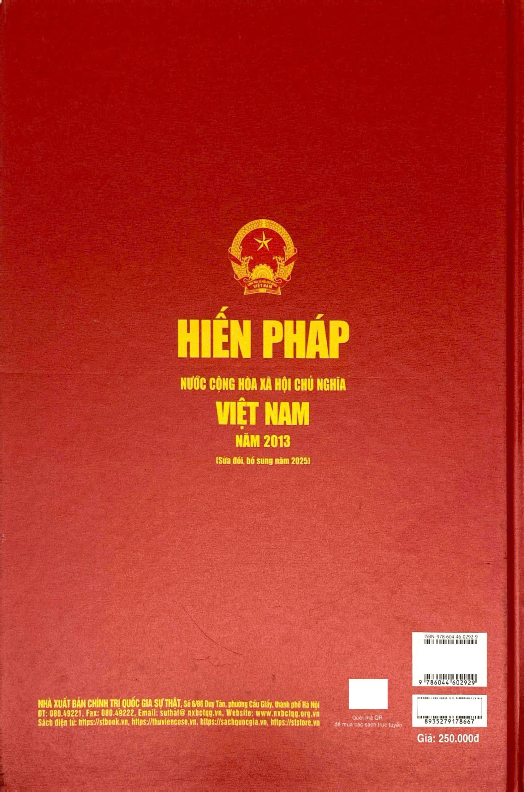 Hiến Pháp Nước Cộng Hòa Xã Hội Chủ Nghĩa Việt Nam Năm 2013 (Sửa Đổi, Bỗ Sung Năm 2015) Bìa Cứng