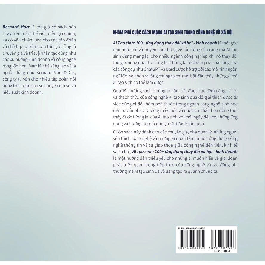 AI Tạo sinh - 100+ Ứng dụng thay đổi xã hội kinh doanh - Bernard Marr