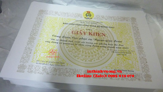 In giấy khen công đoàn các khổ In giấy khen công đoàn các khổ