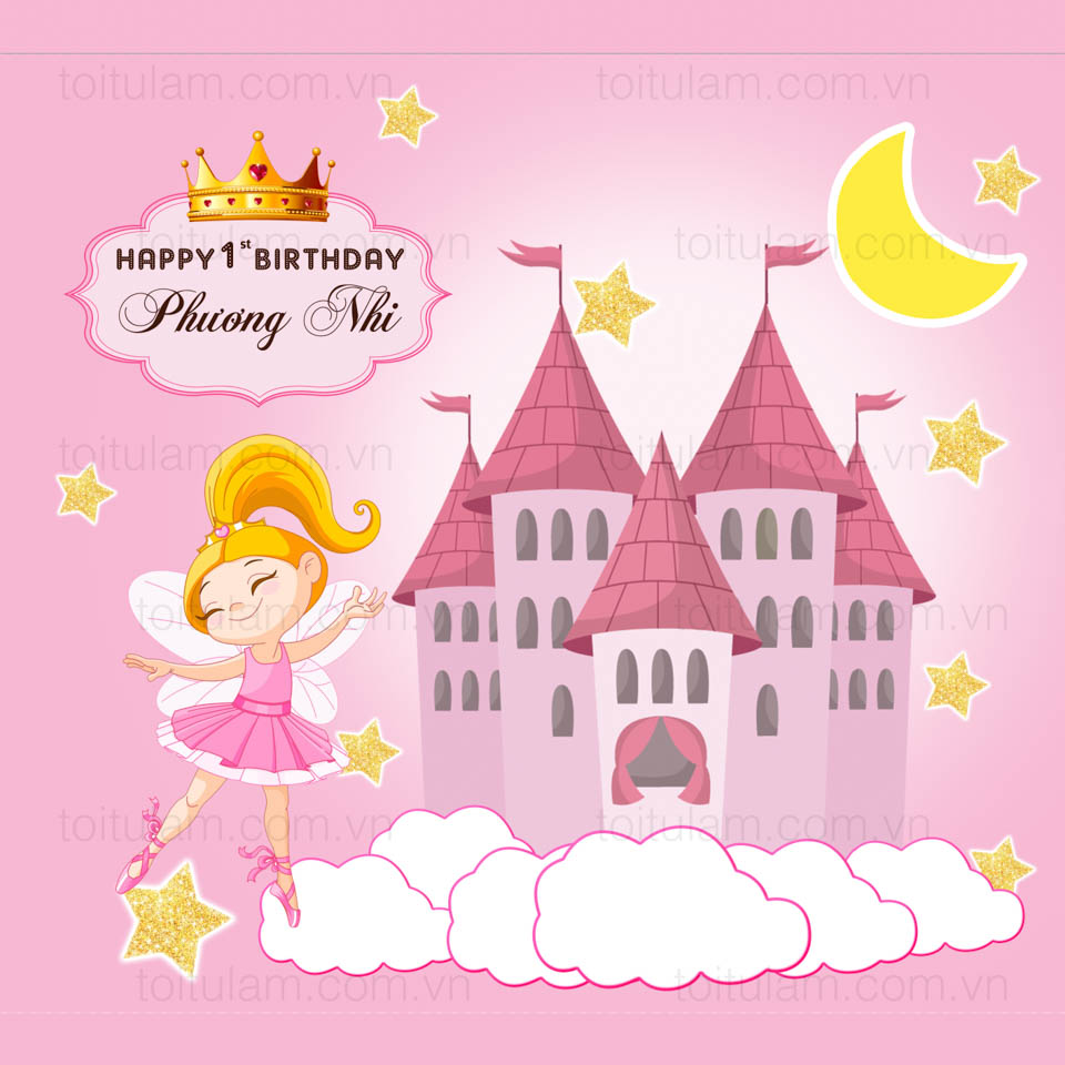 Phông sinh nhật chủ đề Lâu đài cổ tích
