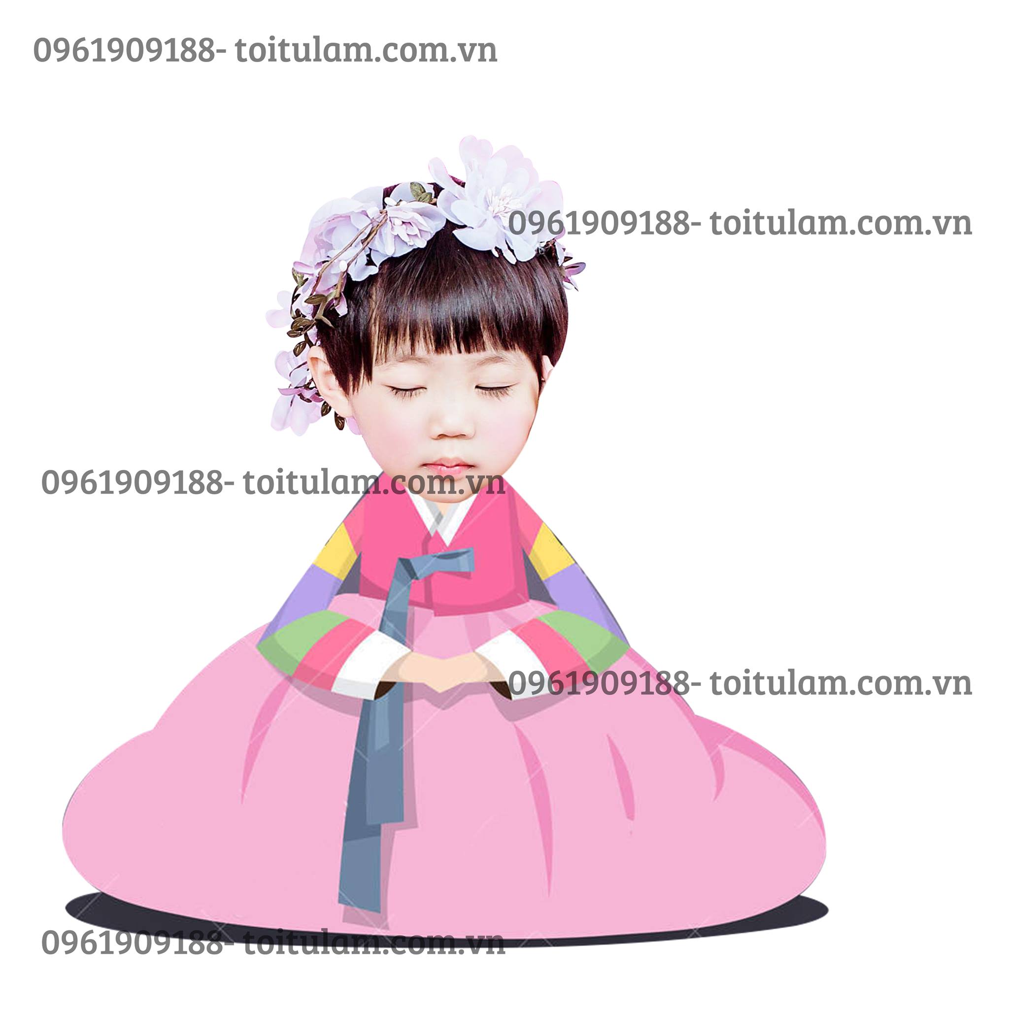 Chibi Bé Gái Mặc Hanbok (Ngồi)