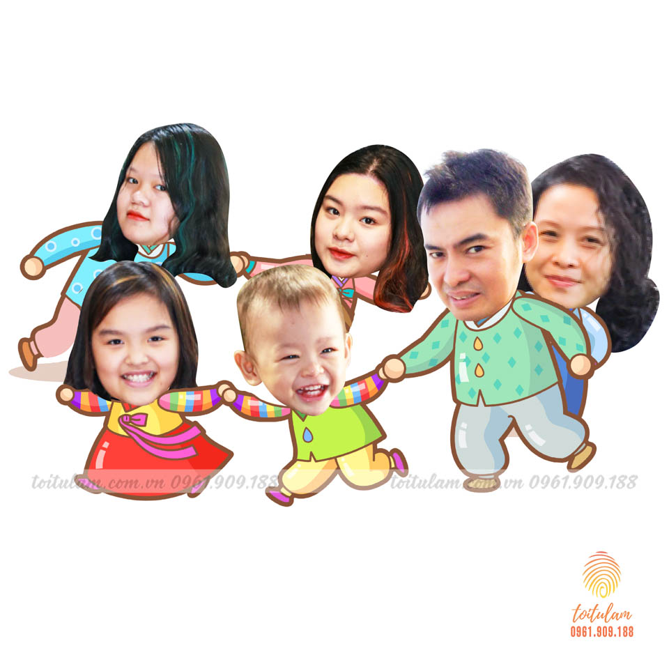 Chibi Gia Đình Nắm Tay