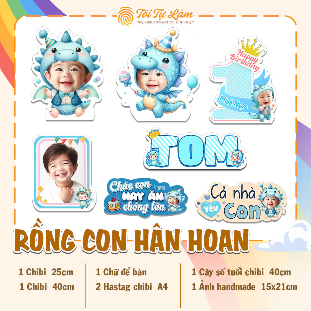 COMBO CHIBI ĐẠI TIỆC RỒNG CON - RỒNG XANH DƯƠNG