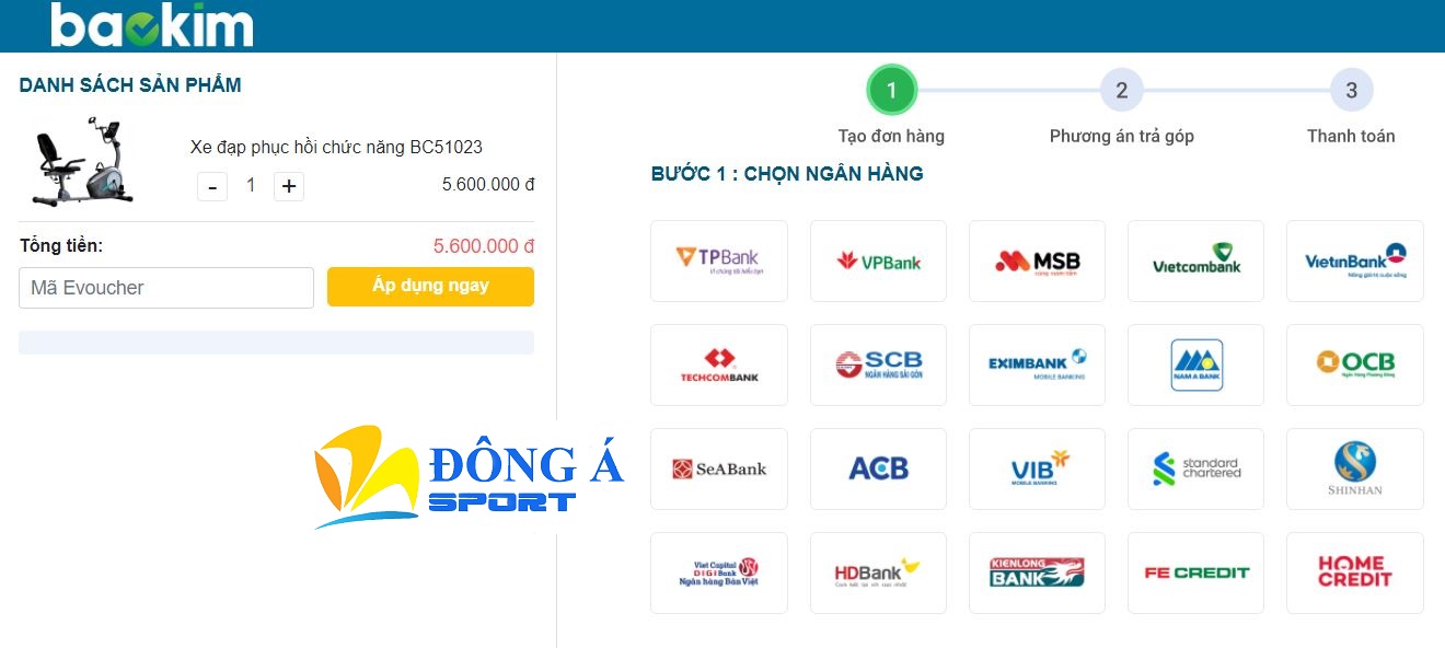 Hướng Dẫn Thanh Toán Trả Góp Qua Thẻ Visa/Master Tại Thể Thao Đông Á