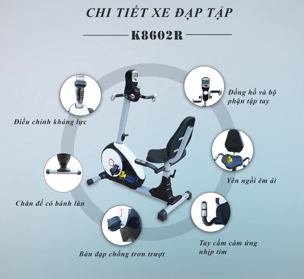 Cấu tạo xe đạp phục hồi chức năng K8602R