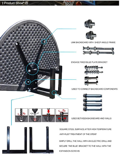 Chi tiết các lắp đặt bảng rổ treo tường S006B