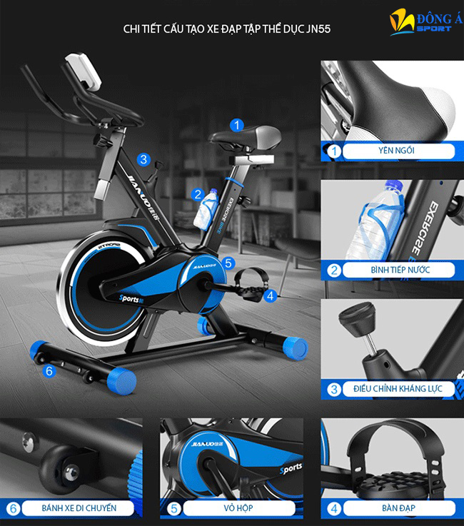 Các chi tiết xe đạp tập Spin Bike JN55
