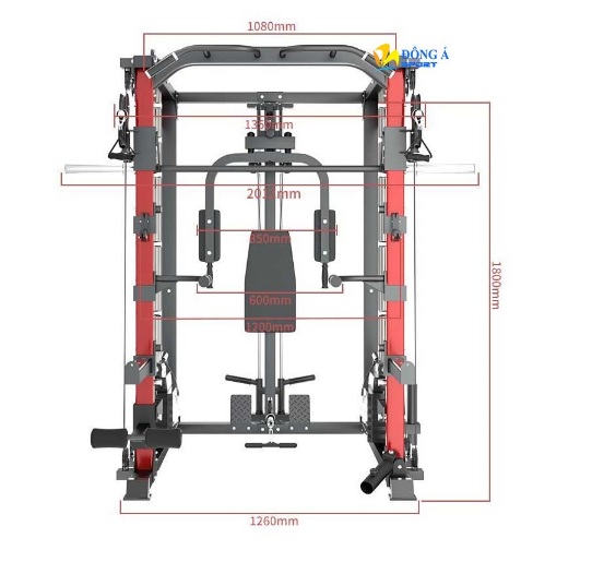 Kích thước chi tiết từng bộ phận Fitness 168S