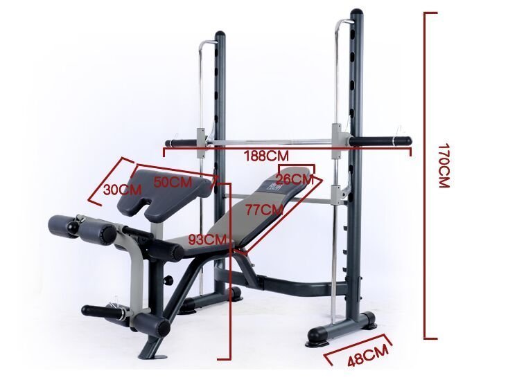 Kích thước lắp đặt ghế tập tạ đa năng Power Rack FX32