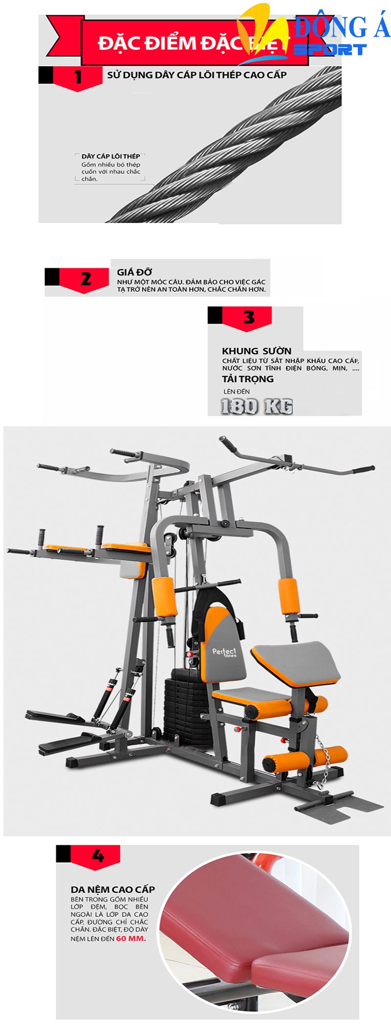 Thiết kế đặc biệt giàn tập tạ đa năng Perfect Fitness ES 4131