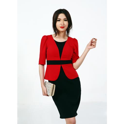 Set Công Sở NK Fashion Áo Peplum Tay Lỡ Kèm Chân Váy Dập Ly Thanh Lịch,